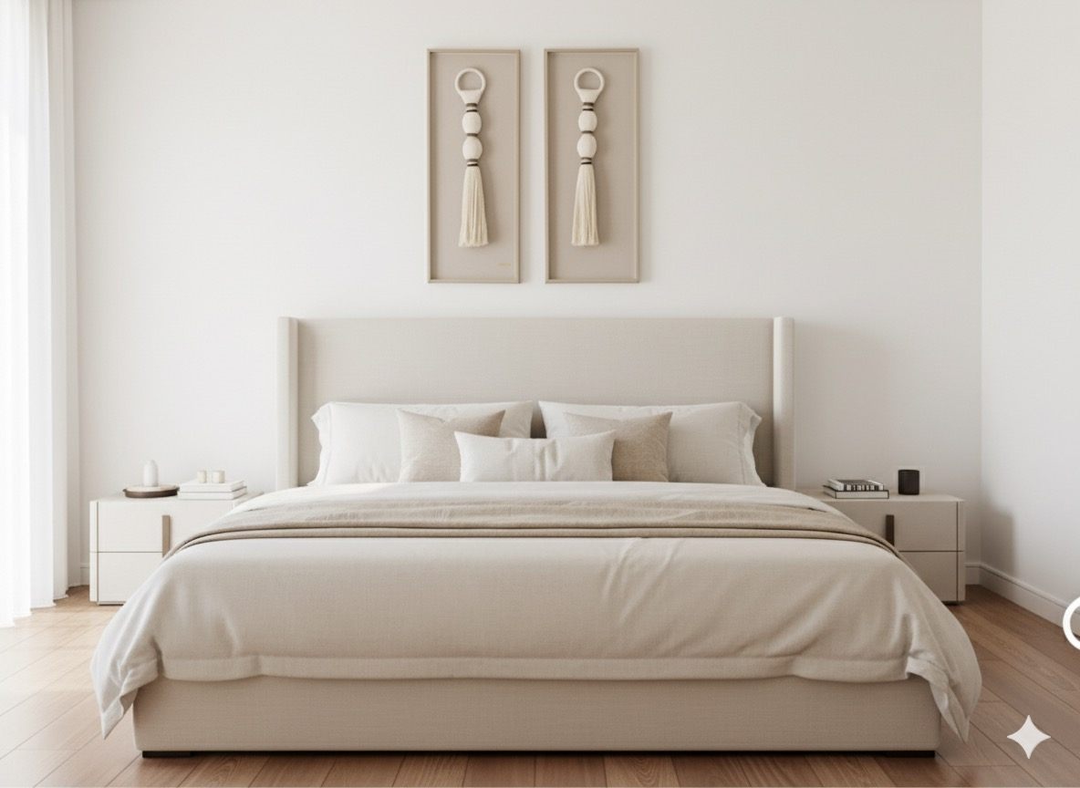 Borlas decorativas Piaroa en dormitorio de diseño