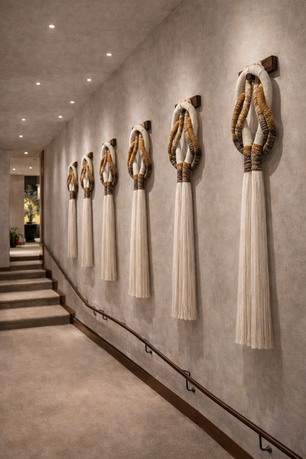 Borlas escultóricas Piaroa instaladas en corredor de hotel