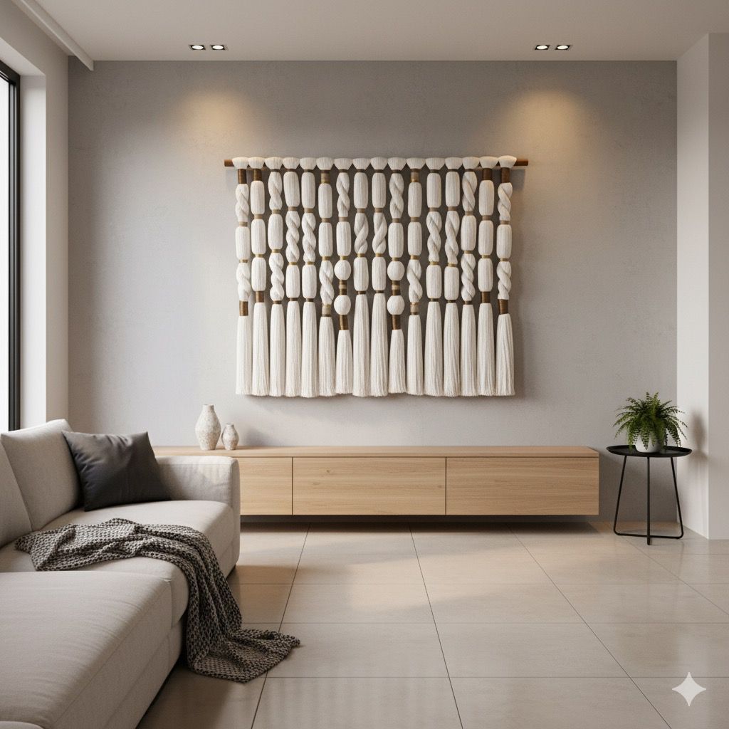 Detalle de pieza escultórica Piaroa - macramé y borlas